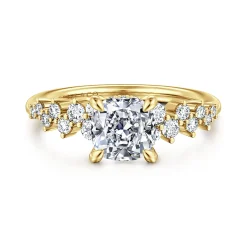 Sale Gabriel & Co. Cove - 14K Yellow Gold Cushion Cut Diamond Engagement Ring