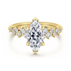 Sale Gabriel & Co. Cove - 14K Yellow Gold Marquise Shape Diamond Engagement Ring