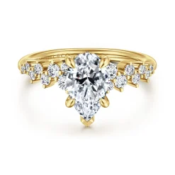 Discount Gabriel & Co. Cove - 14K Yellow Gold Pear Shape Diamond Engagement Ring