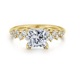 Hot Gabriel & Co. Cove - 14K Yellow Gold Princess Cut Diamond Engagement Ring