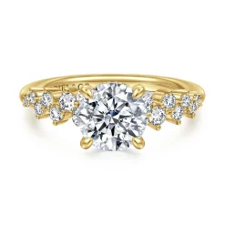 Hot Gabriel & Co. Cove - 14K Yellow Gold Round Diamond Engagement Ring