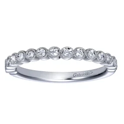 Gabriel & Co. Crete - 14K White Gold Round Bezel Set Diamond Anniversary Band - 0.15 ct