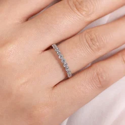Outlet Gabriel & Co. Crete - 14K White Gold Round 13 Stone Diamond Anniversary Band - 0.23 ct
