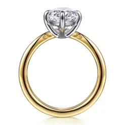 Outlet Gabriel & Co. Crista - 14K White-Yellow Gold Chevron Compass Prong Oval Diamond Engagement Ring