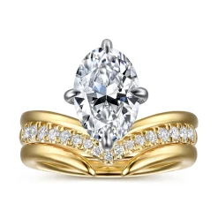 Outlet Gabriel & Co. Crista - 14K White-Yellow Gold Chevron Compass Prong Oval Diamond Engagement Ring