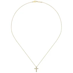 Best Gabriel & Co. Cross Necklace 14K Yellow Gold Diamond 0.09ct