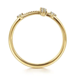 New Gabriel & Co. Cross Ring 14K Yellow Gold Diamond 0.08ct