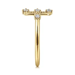 New Gabriel & Co. Cross Ring 14K Yellow Gold Diamond 0.08ct