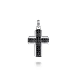 Hot Gabriel & Co. Cross 925 Sterling Silver Black Spinel