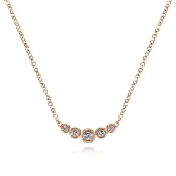 Best Gabriel & Co. Curved 14K Rose Gold Bezel Set Diamond Bar Necklace