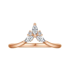 Gabriel & Co. Curved 14K Rose Gold Marquise and Round Diamond Anniversary Band - 0.23 ct