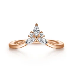Gabriel & Co. Curved 14K Rose Gold Marquise and Round Diamond Anniversary Band - 0.23 ct