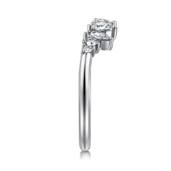 New Gabriel & Co. Curved 14K White Gold Bursting Diamond Open Anniversary Ring - 0.3 ct