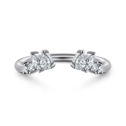 New Gabriel & Co. Curved 14K White Gold Bursting Diamond Open Anniversary Ring - 0.3 ct
