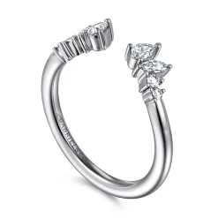 New Gabriel & Co. Curved 14K White Gold Bursting Diamond Open Anniversary Ring - 0.3 ct