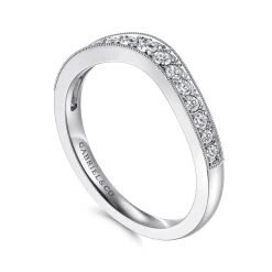 Sale Gabriel & Co. Curved 14K White Gold Diamond Wedding Band - 0.25 ct