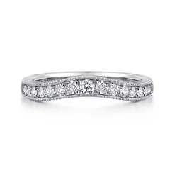 Sale Gabriel & Co. Curved 14K White Gold Diamond Wedding Band - 0.25 ct