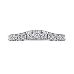 Clearance Gabriel & Co. Curved 14K White Gold French Pave Diamond Wedding Band - 0.5 ct