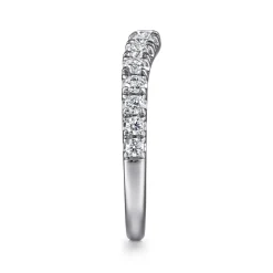 Clearance Gabriel & Co. Curved 14K White Gold French Pave Diamond Wedding Band - 0.5 ct