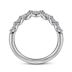 Discount Gabriel & Co. Curved 14K White Gold Marquise and Round Diamond Anniversary Band - 0.3 ct