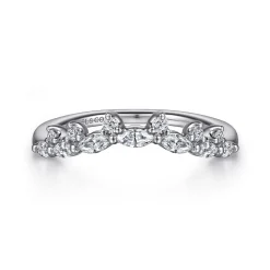 Discount Gabriel & Co. Curved 14K White Gold Marquise and Round Diamond Anniversary Band - 0.3 ct