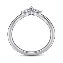 Gabriel & Co. Curved 14K White Gold Marquise and Round Diamond Anniversary Band - 0.22 ct