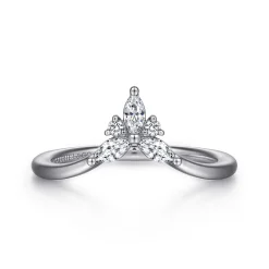 Gabriel & Co. Curved 14K White Gold Marquise and Round Diamond Anniversary Band - 0.22 ct