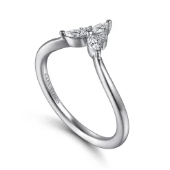 Gabriel & Co. Curved 14K White Gold Marquise and Round Diamond Anniversary Band - 0.22 ct