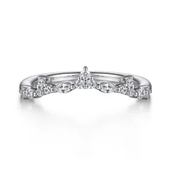 Outlet Gabriel & Co. Curved 14K White Gold Marquise and Round Diamond Anniversary Band - 0.23 ct