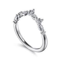 Outlet Gabriel & Co. Curved 14K White Gold Marquise and Round Diamond Anniversary Band - 0.23 ct