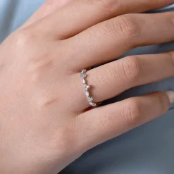 Outlet Gabriel & Co. Curved 14K White Gold Marquise and Round Diamond Anniversary Band - 0.23 ct