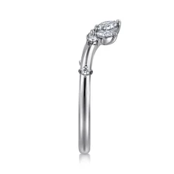 Clearance Gabriel & Co. Curved 14K White Gold Marquise and Round Open Diamond Anniversary Band - 0.25 ct