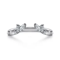 Clearance Gabriel & Co. Curved 14K White Gold Marquise and Round Open Diamond Anniversary Band - 0.25 ct