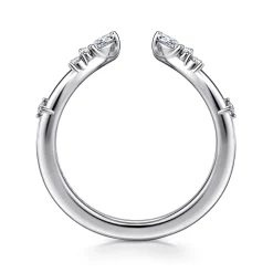 Clearance Gabriel & Co. Curved 14K White Gold Marquise and Round Open Diamond Anniversary Band - 0.25 ct