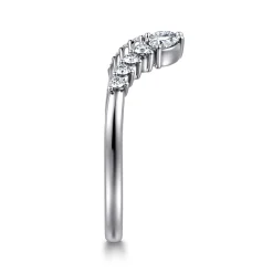 Gabriel & Co. Curved 14K White Gold Pear and Round Diamond Open Anniversary Ring - 0.3 ct