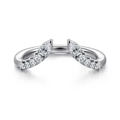 Gabriel & Co. Curved 14K White Gold Pear and Round Diamond Open Anniversary Ring - 0.3 ct