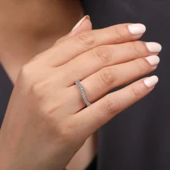 Hot Gabriel & Co. Curved-14K White Gold Round Diamond Anniversary Band - 0.48 ct