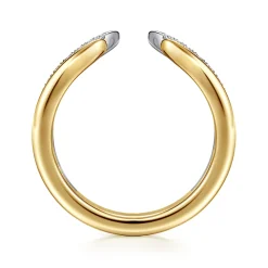 Sale Gabriel & Co. Curved 14K White-Yellow Gold U Setting Diamond Open Anniversary Band - 0.15 ct