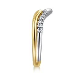 Sale Gabriel & Co. Curved 14K White-Yellow Gold U Setting Diamond Open Anniversary Band - 0.15 ct