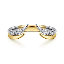 Sale Gabriel & Co. Curved 14K White-Yellow Gold U Setting Diamond Open Anniversary Band - 0.15 ct