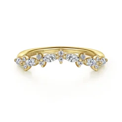 Sale Gabriel & Co. Curved 14K Yellow Gold Marquise and Round Diamond Anniversary Band - 0.35 ct