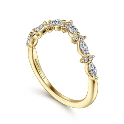 Sale Gabriel & Co. Curved 14K Yellow Gold Marquise and Round Diamond Anniversary Band - 0.35 ct