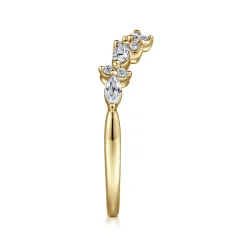 Sale Gabriel & Co. Curved 14K Yellow Gold Marquise and Round Diamond Anniversary Band - 0.35 ct