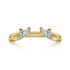 Sale Gabriel & Co. Curved 14K Yellow Gold Marquise and Round Open Diamond Anniversary Band - 0.25 ct