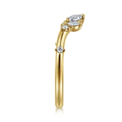 Sale Gabriel & Co. Curved 14K Yellow Gold Marquise and Round Open Diamond Anniversary Band - 0.25 ct