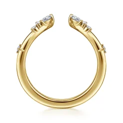 Sale Gabriel & Co. Curved 14K Yellow Gold Marquise and Round Open Diamond Anniversary Band - 0.25 ct