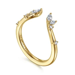 Sale Gabriel & Co. Curved 14K Yellow Gold Marquise and Round Open Diamond Anniversary Band - 0.25 ct
