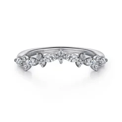 Gabriel & Co. Curved Platinum Marquise and Round Diamond Anniversary Band - 0.35 ct