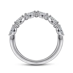 Gabriel & Co. Curved Platinum Marquise and Round Diamond Anniversary Band - 0.35 ct