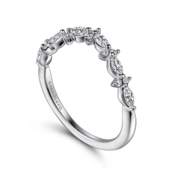 Gabriel & Co. Curved Platinum Marquise and Round Diamond Anniversary Band - 0.35 ct